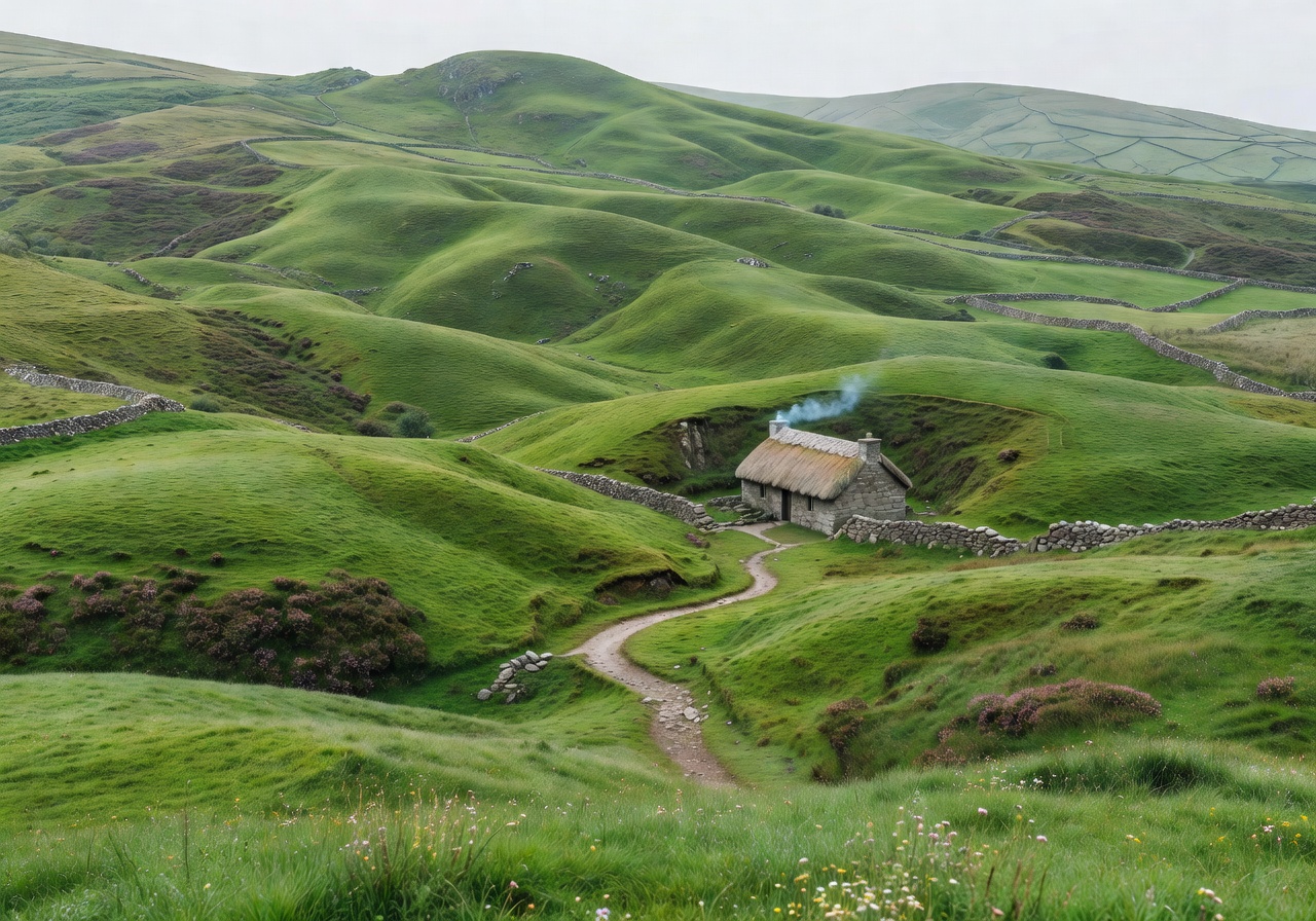 Lush rolling green hills of Ireland